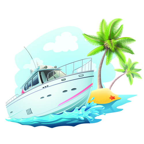 Yacht and travel background vector image