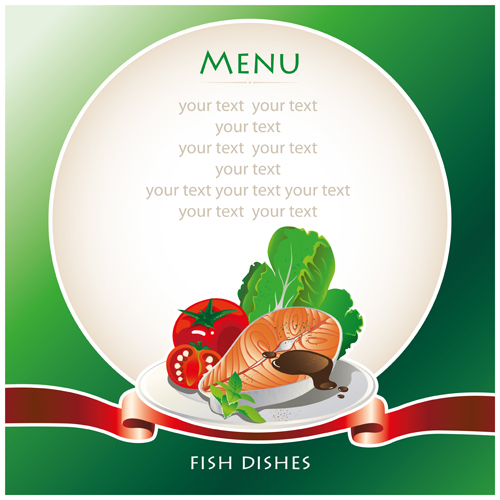 fish dishes menu elements vector