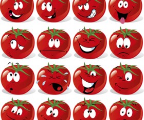 funny tomato face expressions icons vector