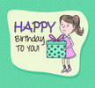 Cartoon style Happy Birthday greeting card template 05 free download