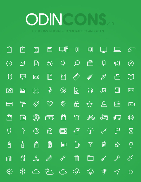 100 kind white outline web icons material
