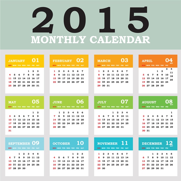 2015 grid calendar creative design vector 04