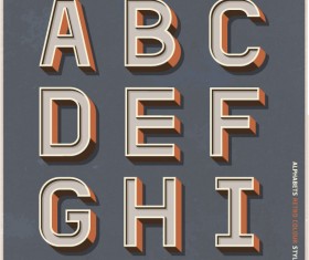 Alphabets retro colour style vector