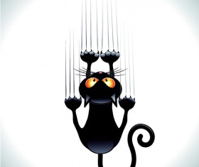 Amusing black cat vector 01