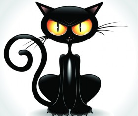 Amusing black cat vector 02