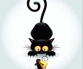 Amusing black cat vector 03