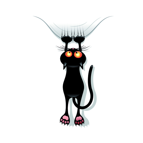 Amusing black cat vector 04