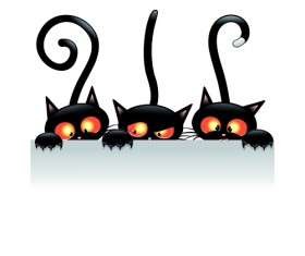 Amusing black cat vector 05