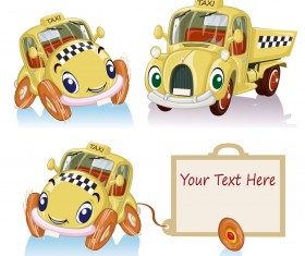 Amusing cartoon cars creative vector design 02