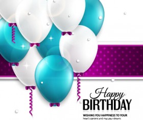 Balloons and confetti happy birthday card vector 01