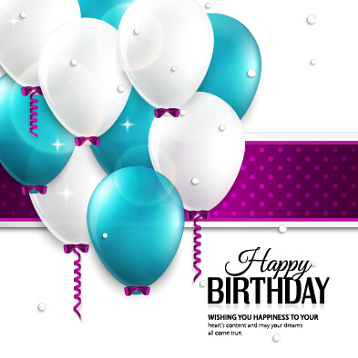 Balloons and confetti happy birthday card vector 01