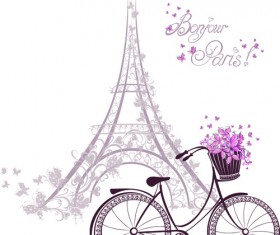 Beautiful floral with france symbols vector 01