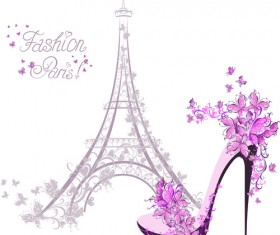 Beautiful floral with france symbols vector 02