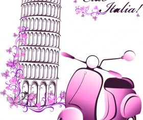 Beautiful floral with italy symbols vector 02