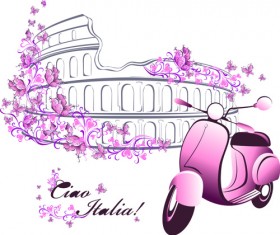 Beautiful floral with italy symbols vector 03