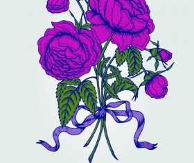 Beautiful flower retro style vector graphics 02