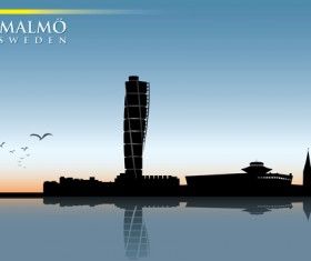 Beautiful waterfront city scenery vector set 01