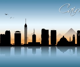 Beautiful waterfront city scenery vector set 04