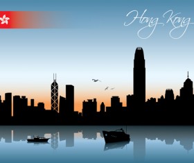 Beautiful waterfront city scenery vector set 05