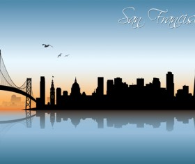 Beautiful waterfront city scenery vector set 07