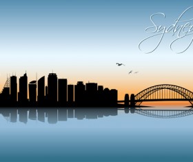 Beautiful waterfront city scenery vector set 09