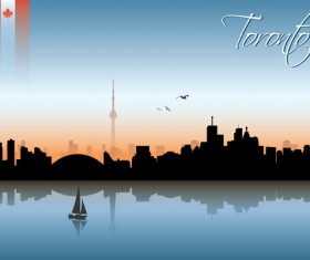Beautiful waterfront city scenery vector set 10