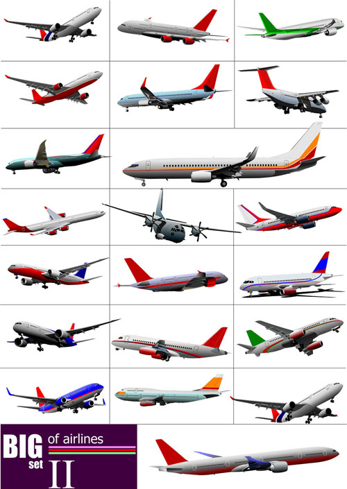 Big airplanes model set vector 02