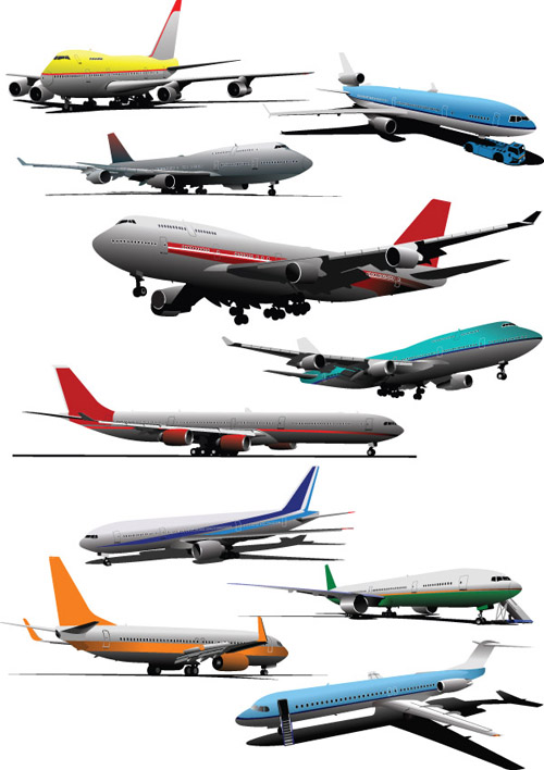 Big airplanes model set vector 03
