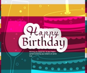 Birthday cake with cup birthday card vector 02