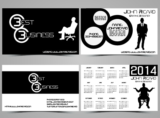 Black and white style people business cards vector 01
