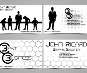 Black and white style people business cards vector 02