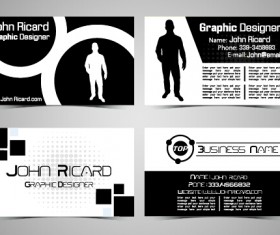 Black and white style people business cards vector 03