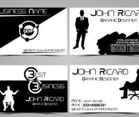 Black and white style people business cards vector 04