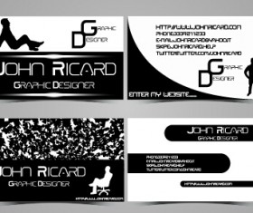Black and white style people business cards vector 05
