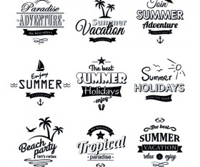 Black summer holiday labels vector 01