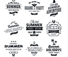 Black summer holiday labels vector 02