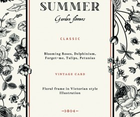 Black with white floral card background vector 01