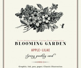 Black with white floral card background vector 02