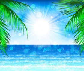 Blue sea and sun background vector graphics