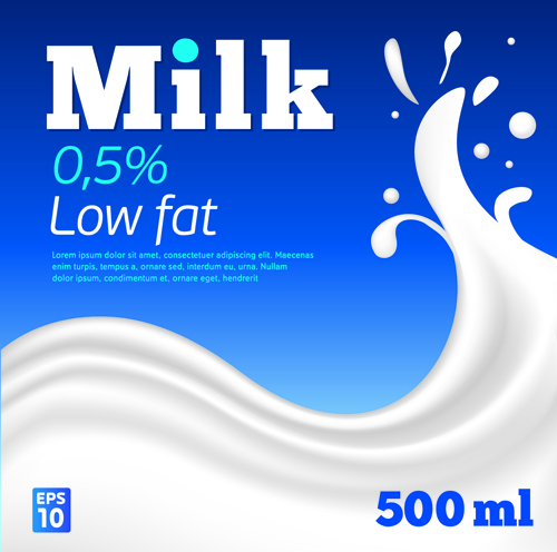 Blue style milk poster creative vector 01