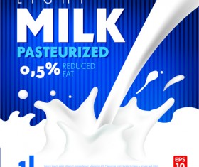Blue style milk poster creative vector 02