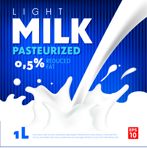 Blue style milk poster creative vector 02