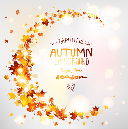 Bright autumn leaf backgrounds vector set 01
