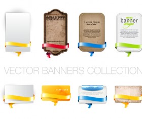 Bright banners with colorful ribbon vector set 01