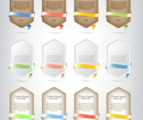 Bright banners with colorful ribbon vector set 02