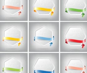 Bright banners with colorful ribbon vector set 03