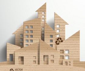Cardboard city building design vector