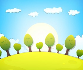 Beautiful cartoon spring scenery vector graphics 02 free download