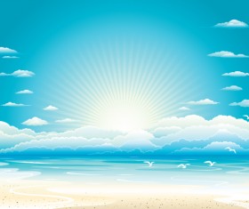 Charming sun beach design vector background 03