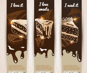 Chocolate with cupcake banners background vector 01